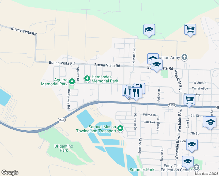 map of restaurants, bars, coffee shops, grocery stores, and more near 220 Teresita Court in Hollister