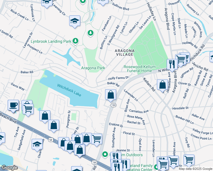 map of restaurants, bars, coffee shops, grocery stores, and more near 5232 Pirata Place in Virginia Beach