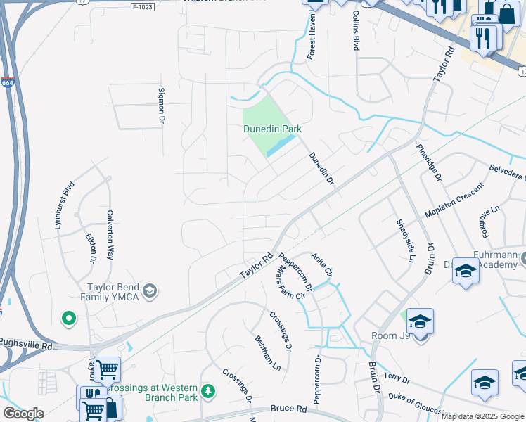 map of restaurants, bars, coffee shops, grocery stores, and more near 3344 Bangor Crescent in Chesapeake