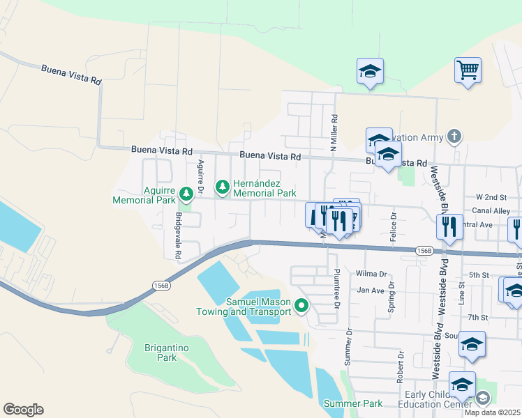 map of restaurants, bars, coffee shops, grocery stores, and more near 220 Teresita Court in Hollister