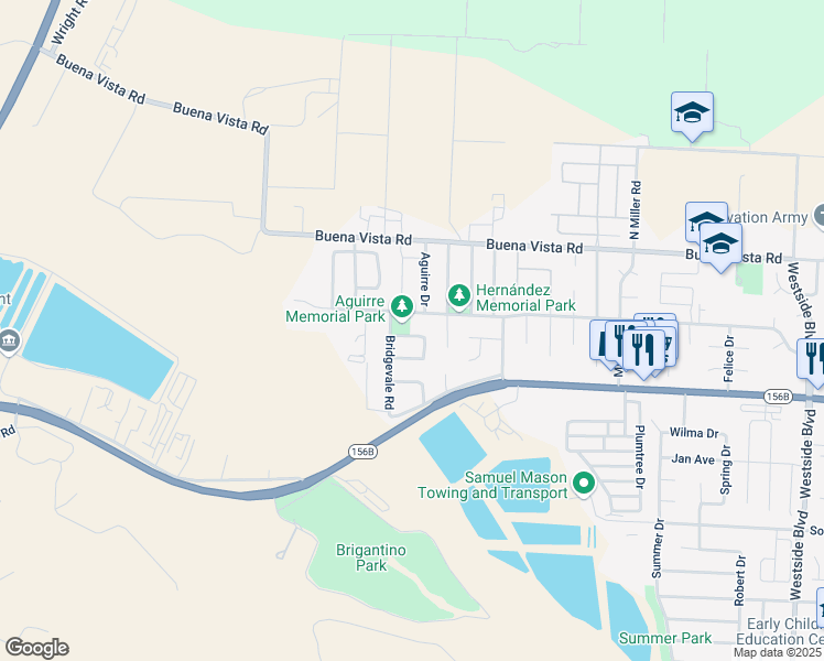 map of restaurants, bars, coffee shops, grocery stores, and more near 1742 Jacaranda Circle in Hollister