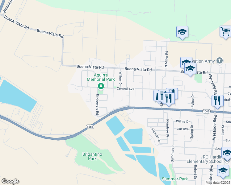 map of restaurants, bars, coffee shops, grocery stores, and more near 31 Ranchito Court in Hollister