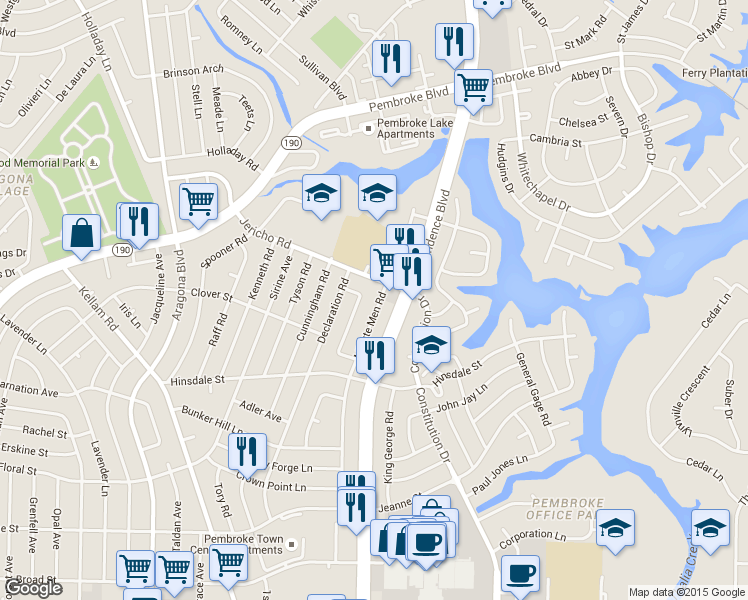 map of restaurants, bars, coffee shops, grocery stores, and more near 623 Minute Men Road in Virginia Beach