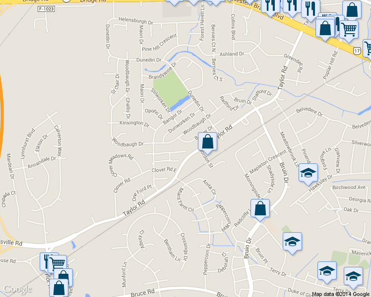 map of restaurants, bars, coffee shops, grocery stores, and more near 3308 Bangor Crescent in Chesapeake