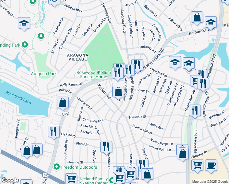 map of restaurants, bars, coffee shops, grocery stores, and more near 4943 Clover Street in Virginia Beach