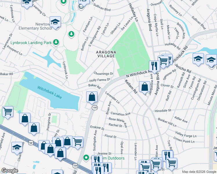 map of restaurants, bars, coffee shops, grocery stores, and more near 560 North Witchduck Road in Virginia Beach