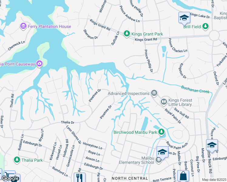 map of restaurants, bars, coffee shops, grocery stores, and more near 3824 Thalia Drive in Virginia Beach
