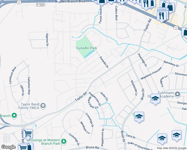 map of restaurants, bars, coffee shops, grocery stores, and more near 3137 Bomar Drive in Chesapeake