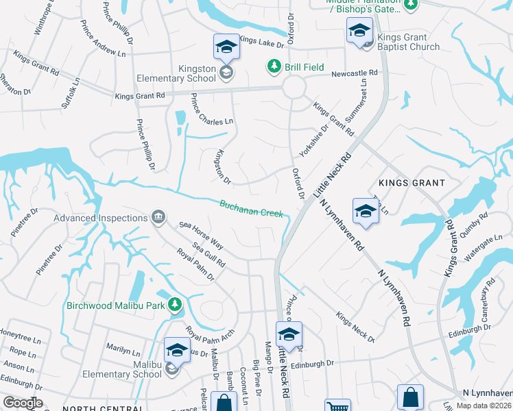map of restaurants, bars, coffee shops, grocery stores, and more near 673 East Coral Key in Virginia Beach