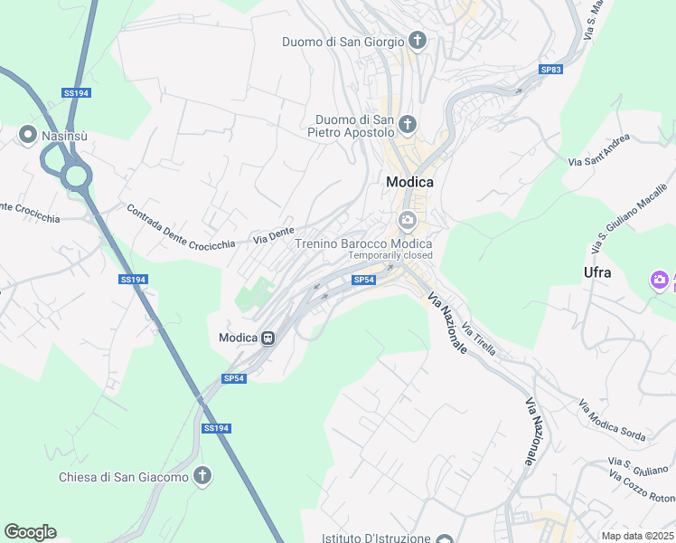 map of restaurants, bars, coffee shops, grocery stores, and more near 94 Via Vittorio Veneto in Modica