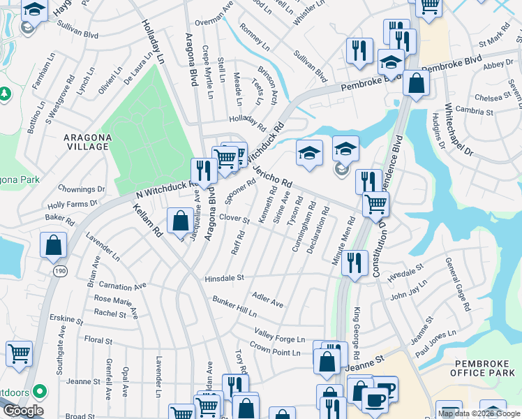 map of restaurants, bars, coffee shops, grocery stores, and more near 648 Kenneth Road in Virginia Beach