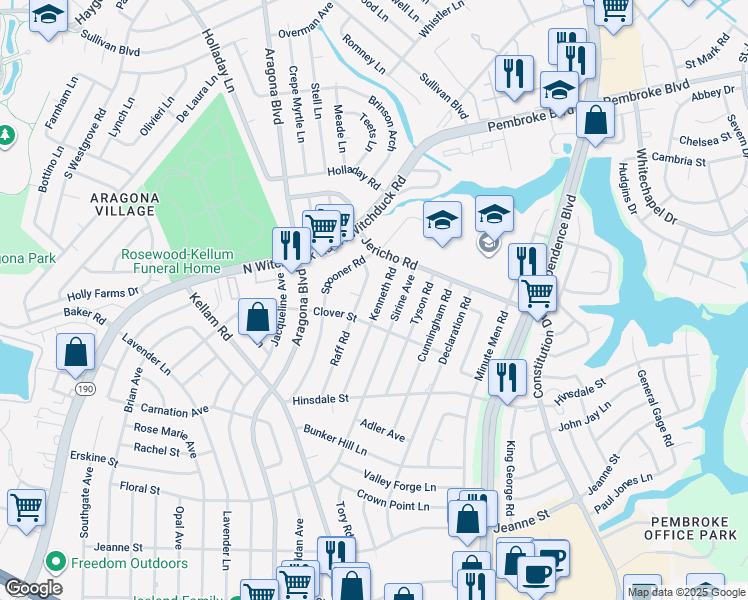 map of restaurants, bars, coffee shops, grocery stores, and more near 661 Kenneth Road in Virginia Beach