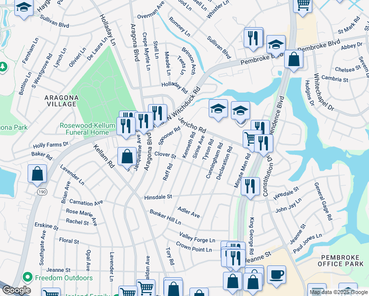 map of restaurants, bars, coffee shops, grocery stores, and more near 661 Kenneth Road in Virginia Beach