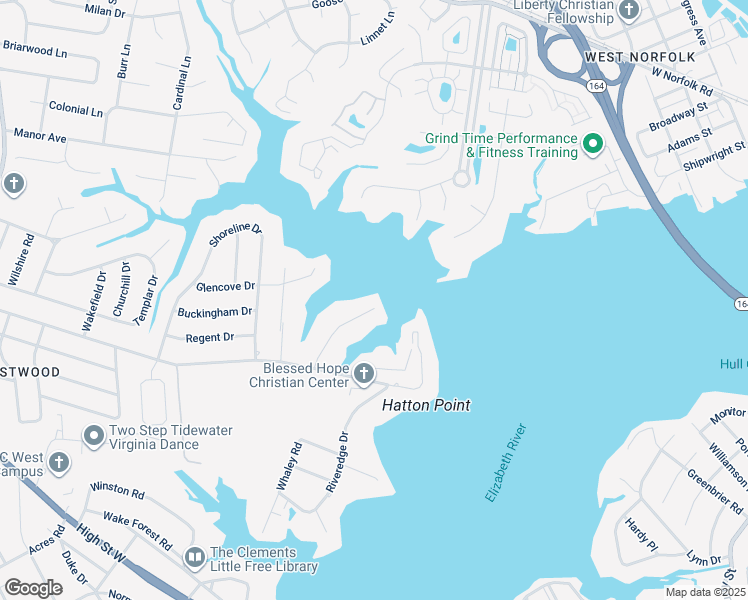 map of restaurants, bars, coffee shops, grocery stores, and more near 3348 Courtney Road in Portsmouth