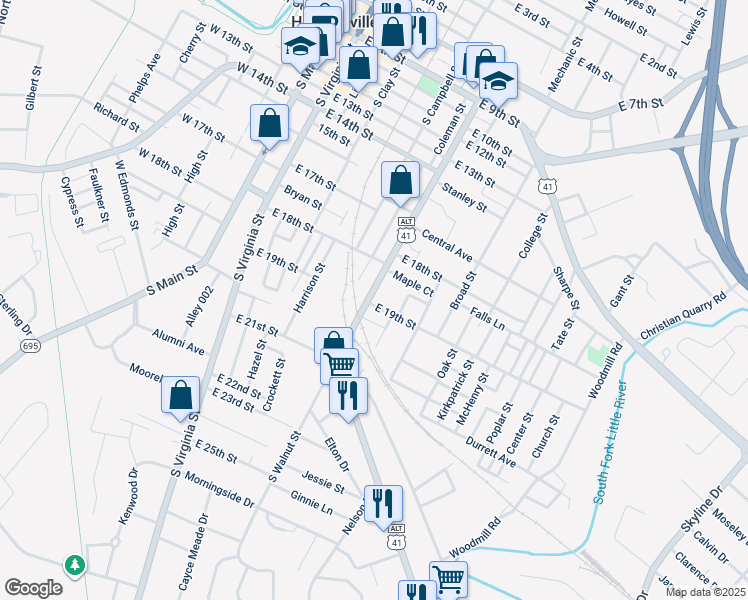 map of restaurants, bars, coffee shops, grocery stores, and more near 1817-1899 S Walnut St in Hopkinsville