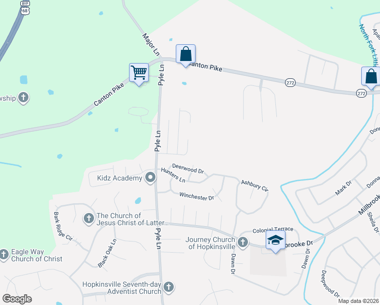 map of restaurants, bars, coffee shops, grocery stores, and more near 926 L C Avenue in Hopkinsville