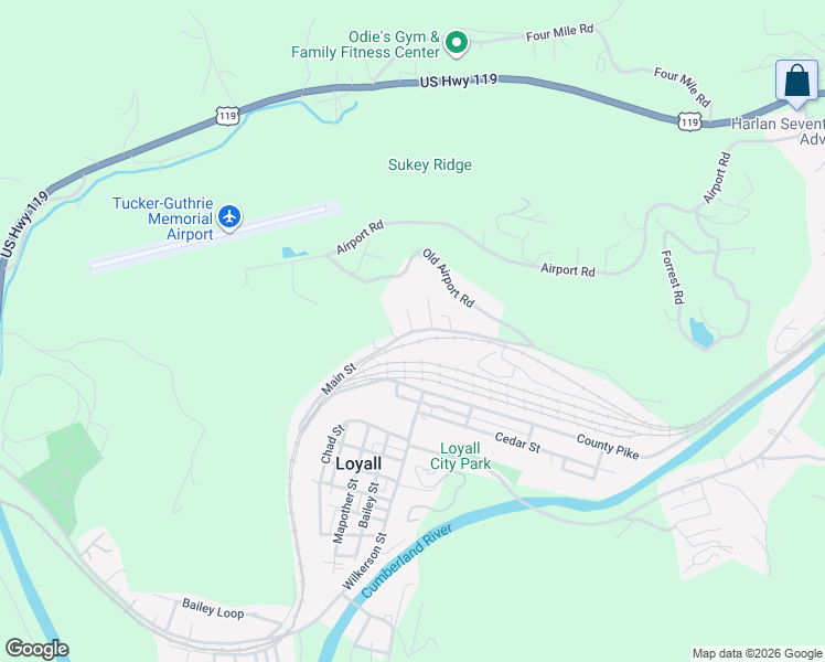 map of restaurants, bars, coffee shops, grocery stores, and more near 201 Church Street in Baxter
