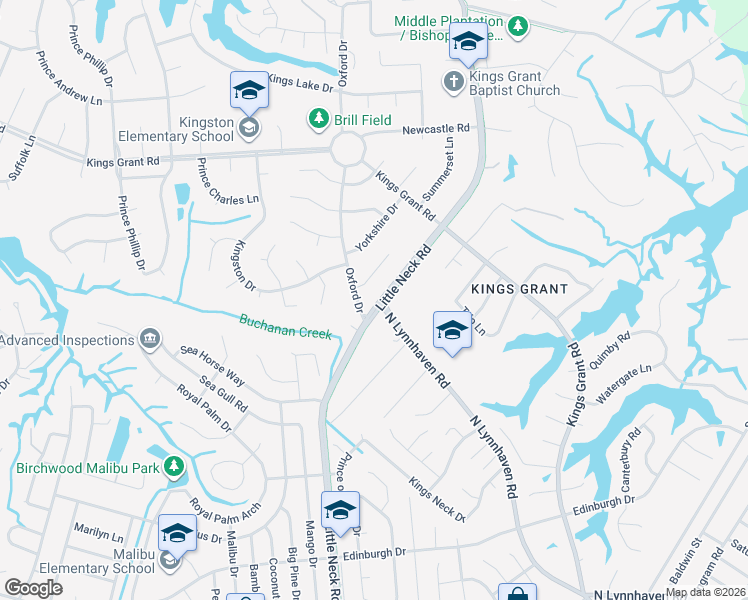 map of restaurants, bars, coffee shops, grocery stores, and more near 710 Oxford Drive in Virginia Beach