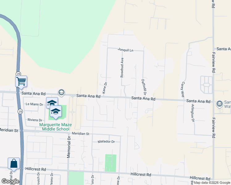map of restaurants, bars, coffee shops, grocery stores, and more near 164 Rosebud Avenue in Hollister