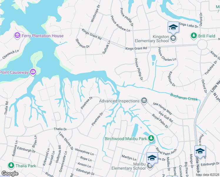 map of restaurants, bars, coffee shops, grocery stores, and more near 3805 Thalia Drive in Virginia Beach