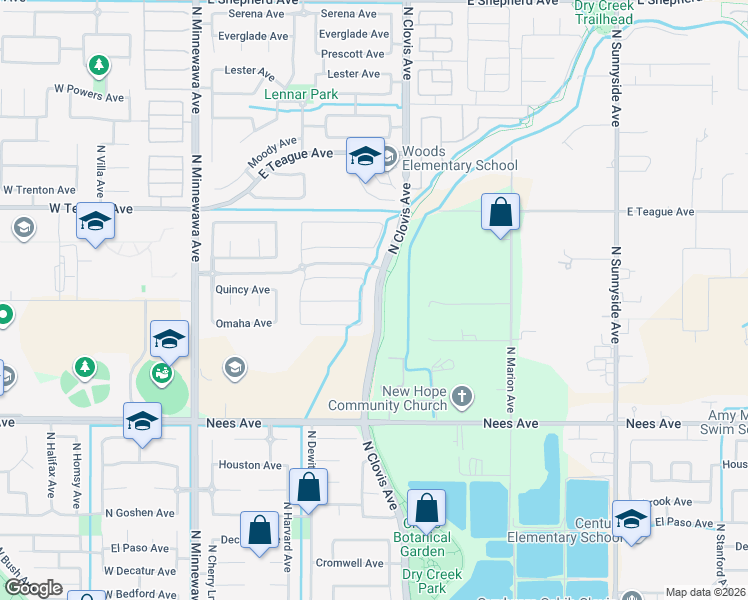 map of restaurants, bars, coffee shops, grocery stores, and more near 1456 North Clovis Avenue in Clovis