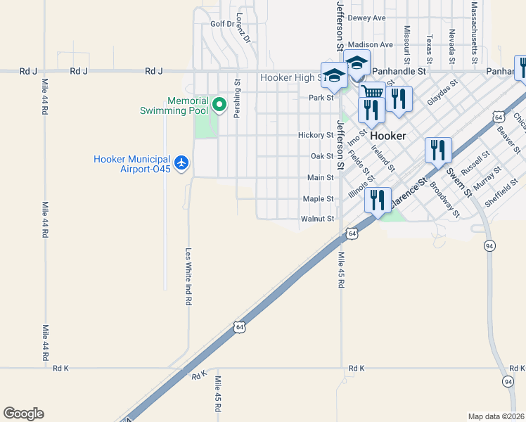 map of restaurants, bars, coffee shops, grocery stores, and more near 210 Lorenz Street in Hooker
