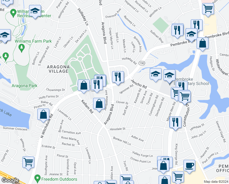 map of restaurants, bars, coffee shops, grocery stores, and more near 672 Aragona Boulevard in Virginia Beach