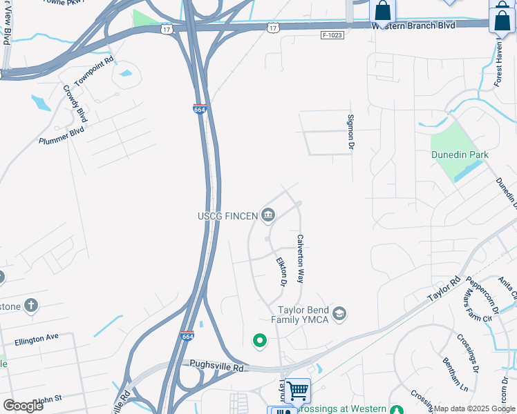 map of restaurants, bars, coffee shops, grocery stores, and more near 3348 Lynnhurst Boulevard in Chesapeake