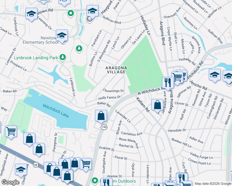 map of restaurants, bars, coffee shops, grocery stores, and more near 509 Chownings Drive in Virginia Beach