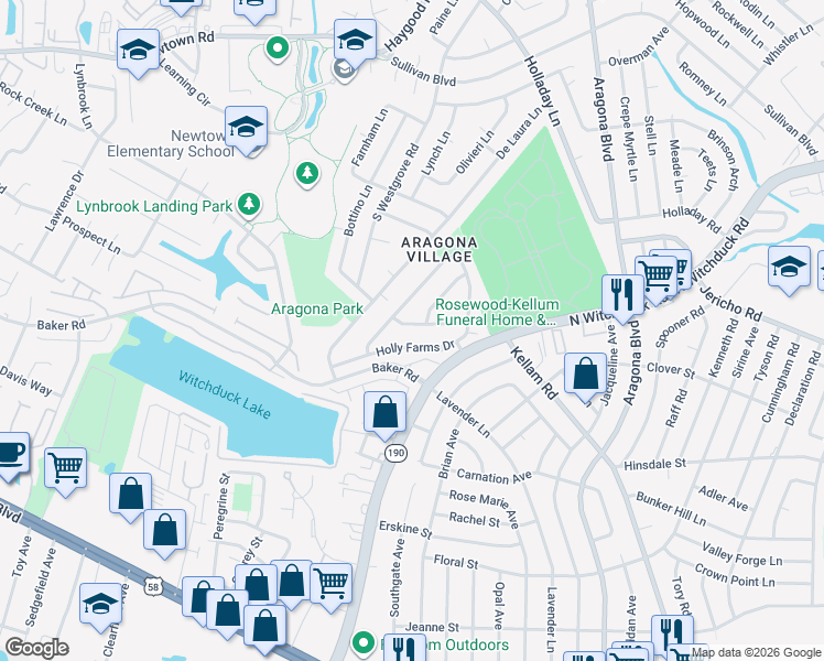 map of restaurants, bars, coffee shops, grocery stores, and more near 529 Chownings Drive in Virginia Beach