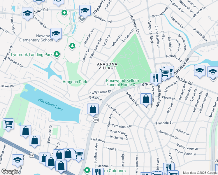map of restaurants, bars, coffee shops, grocery stores, and more near 509 Chownings Drive in Virginia Beach