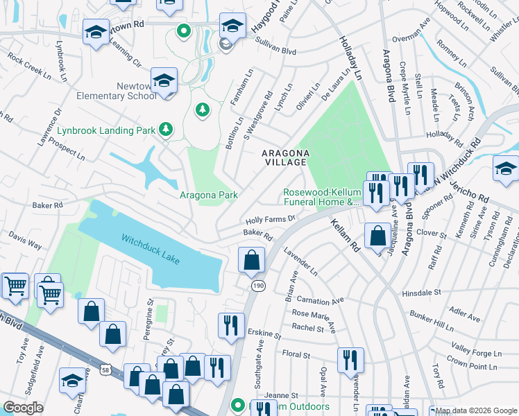 map of restaurants, bars, coffee shops, grocery stores, and more near 529 Chownings Drive in Virginia Beach