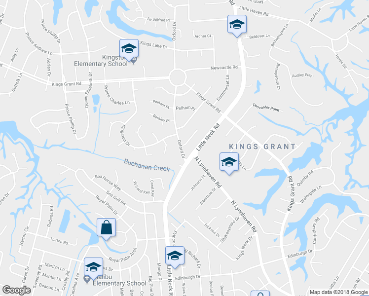 map of restaurants, bars, coffee shops, grocery stores, and more near 710 Oxford Drive in Virginia Beach