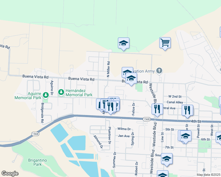 map of restaurants, bars, coffee shops, grocery stores, and more near 1271 Amador Circle in Hollister