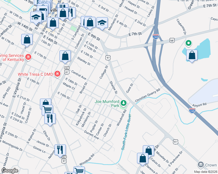 map of restaurants, bars, coffee shops, grocery stores, and more near 1407-1699 Jones Street in Hopkinsville