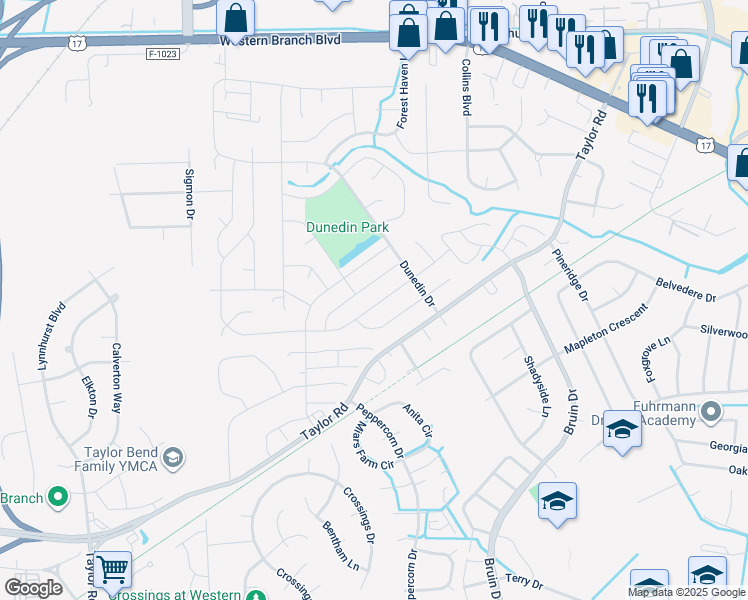 map of restaurants, bars, coffee shops, grocery stores, and more near 3125 Woodbaugh Drive in Chesapeake
