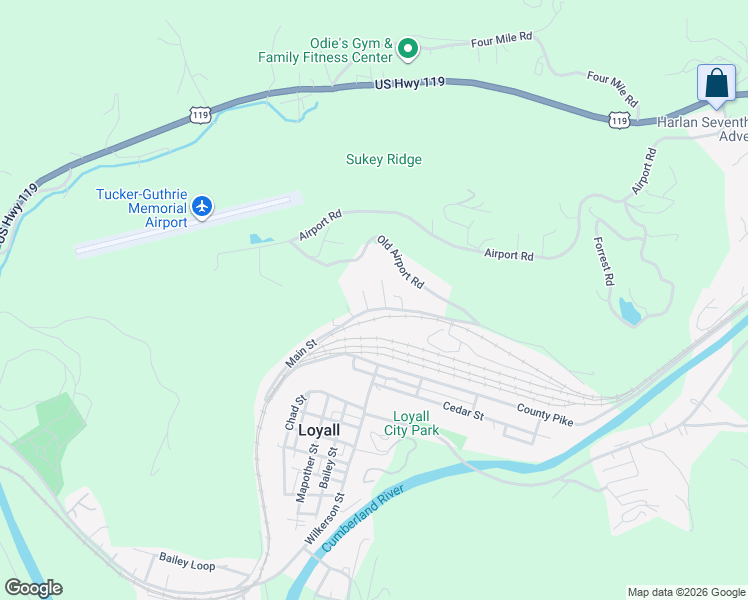 map of restaurants, bars, coffee shops, grocery stores, and more near 201 Church Street in Loyall