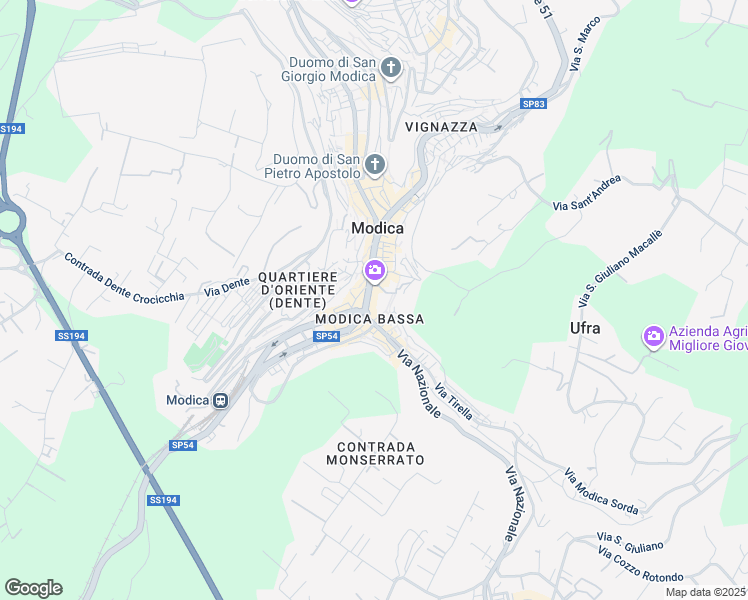map of restaurants, bars, coffee shops, grocery stores, and more near 31 Via Tirella in Modica