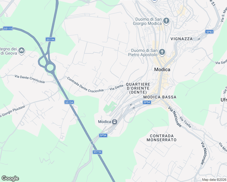 map of restaurants, bars, coffee shops, grocery stores, and more near 11 Via Rosario Cascino in Modica