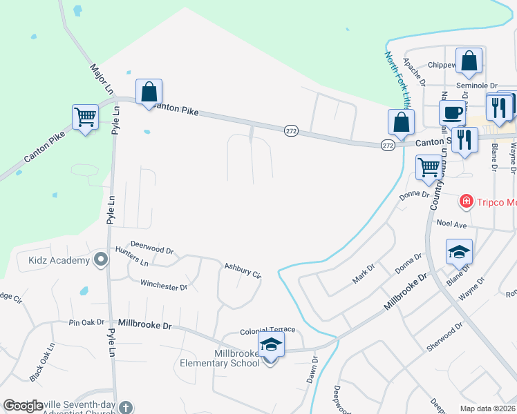 map of restaurants, bars, coffee shops, grocery stores, and more near 11 Hunter Estate in Hopkinsville