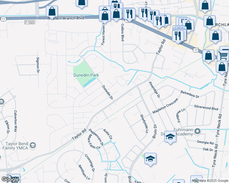 map of restaurants, bars, coffee shops, grocery stores, and more near in Chesapeake