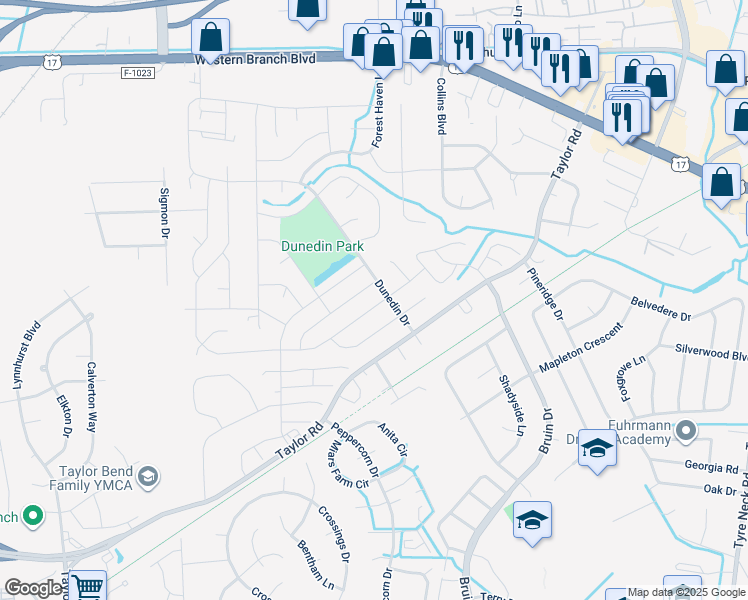 map of restaurants, bars, coffee shops, grocery stores, and more near 3105 Woodbaugh Dr in Chesapeake