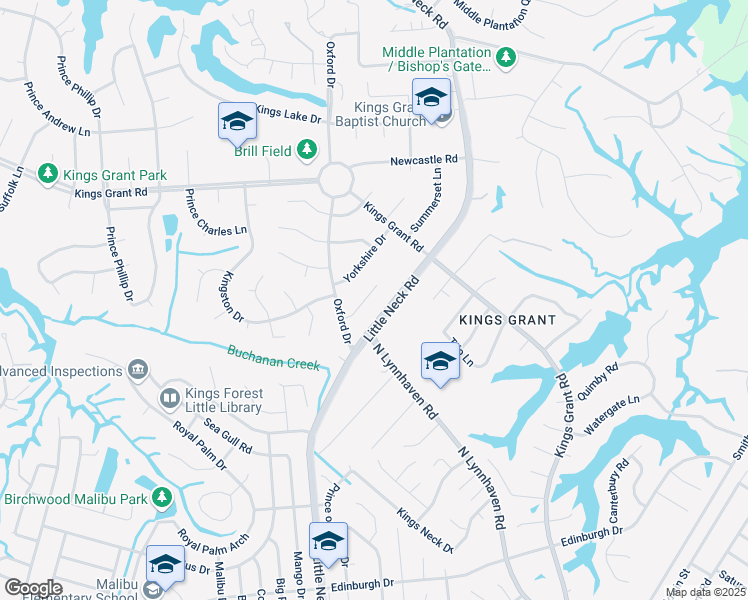 map of restaurants, bars, coffee shops, grocery stores, and more near 719 Little Neck Road in Virginia Beach