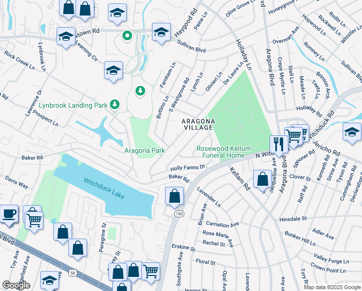 map of restaurants, bars, coffee shops, grocery stores, and more near 624 De Laura Lane in Virginia Beach