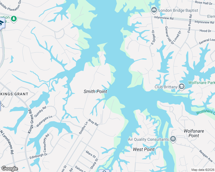 map of restaurants, bars, coffee shops, grocery stores, and more near 3117 Lynn Acres Road in Virginia Beach
