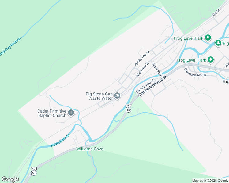 map of restaurants, bars, coffee shops, grocery stores, and more near 705 West 15th Street North in Big Stone Gap