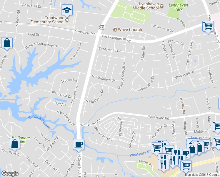 map of restaurants, bars, coffee shops, grocery stores, and more near 812 Lord Leighton Court in Virginia Beach