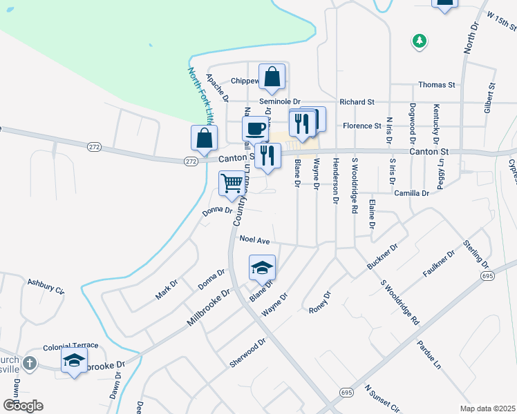 map of restaurants, bars, coffee shops, grocery stores, and more near 3 Forbes Drive in Hopkinsville