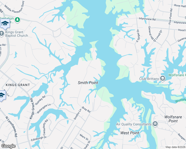 map of restaurants, bars, coffee shops, grocery stores, and more near 3090 Bray Road in Virginia Beach