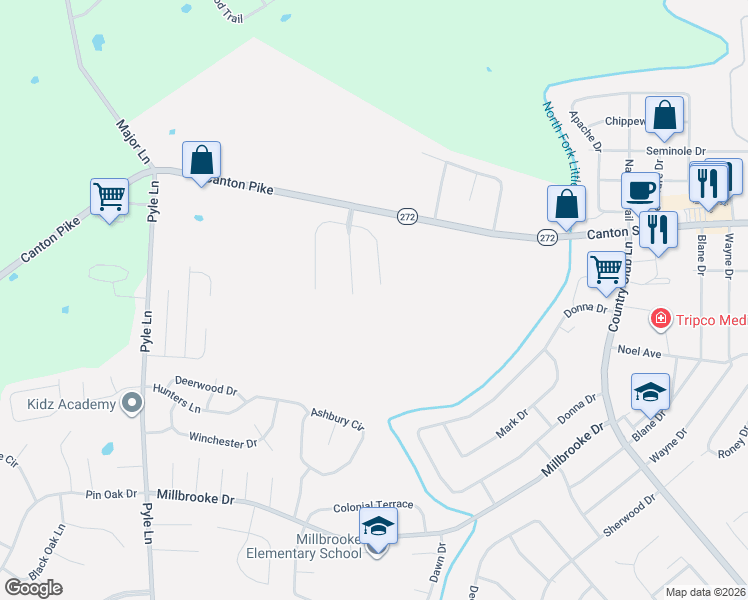 map of restaurants, bars, coffee shops, grocery stores, and more near 11 Hunter Estate in Hopkinsville